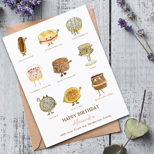 cute cakes dessert Illustrations Postcard