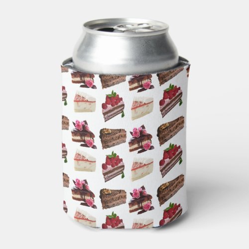 Cute Cakes Lovers Desserts Pattern Can Cooler