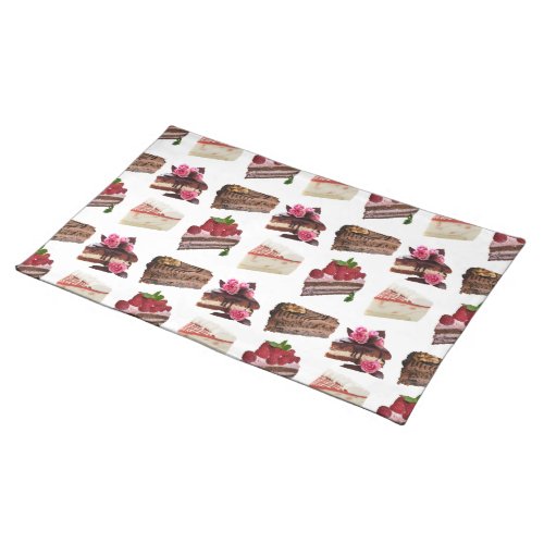 Cute Cakes Lovers Desserts Pattern Quirky Cloth Placemat