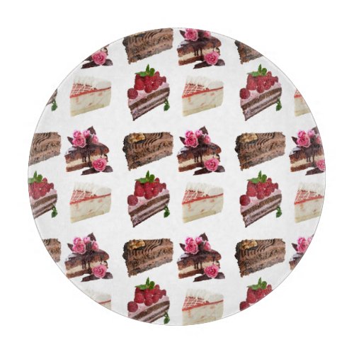 Cute Cakes Lovers Desserts Pattern Quirky Cutting Board