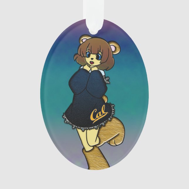 Cute Cal Bear Girl Ornament (Front)