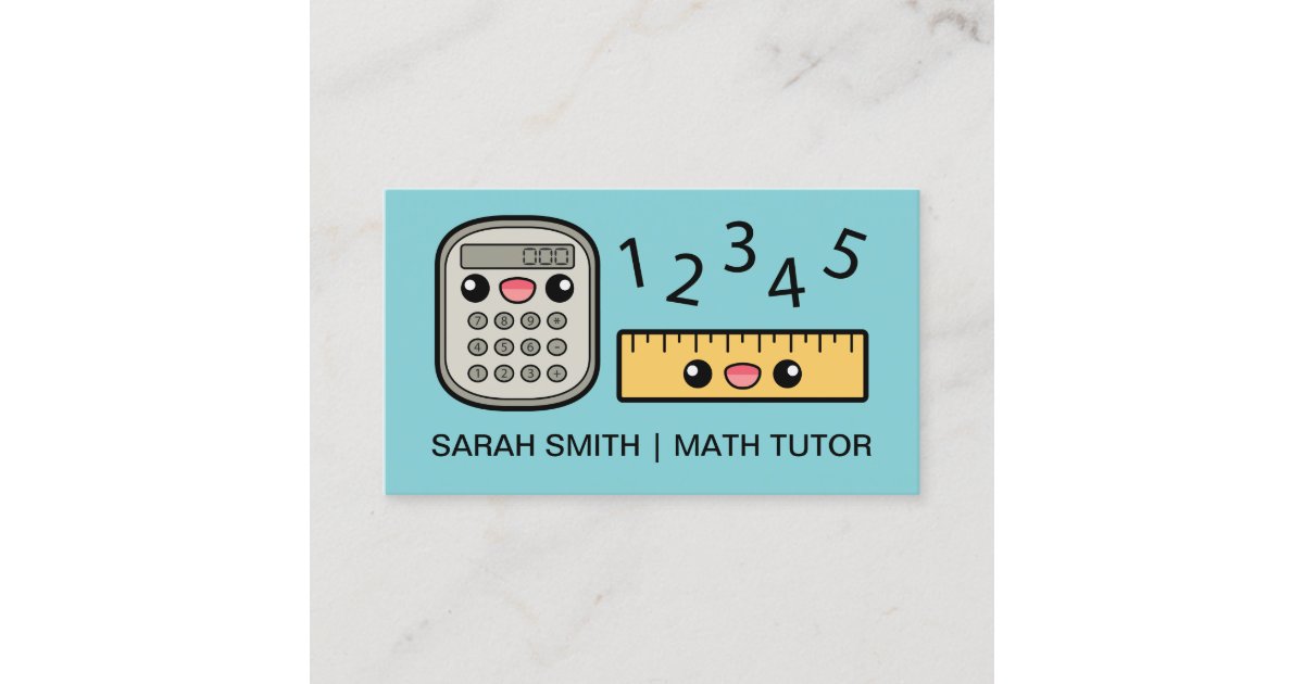 Math Tutor Card Cute Calculator And Ruler Math Tutor Business Card | Zazzle