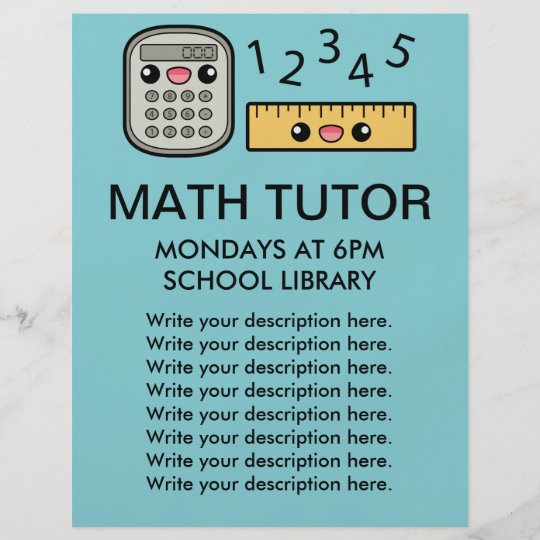 Cute Calculator And Ruler Math Tutor Template Flyer | Zazzle