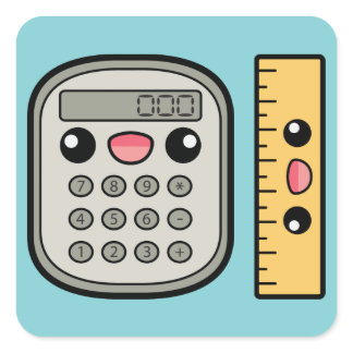 Cute Calculator And Ruler Square Sticker