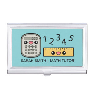 Cute Calculator And Ruler With Custom Text Business Card Holder