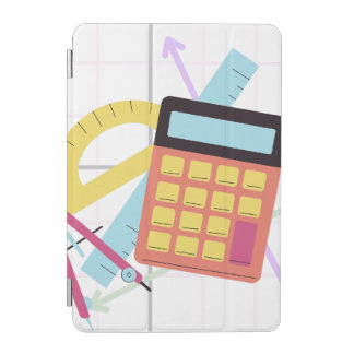 Cute Calculator and School Supplies Illustration iPad Mini Cover