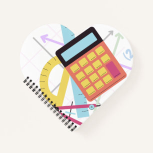 Cute Calculator and School Supplies Illustration Notebook