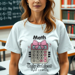Cute calculator with bow math teacher Tri-Blend shirt