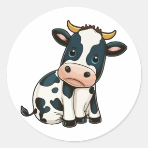 cute calf cartoon style classic round sticker