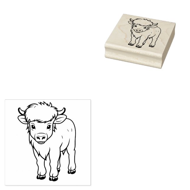 Cute Calf Rubber Stamp (Stamped)