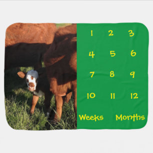 Cute Calf Weekly & Monthly Milestone Baby Blanket