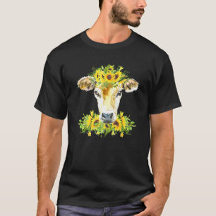 Cute Calf With Sunflower Cow Floral Farmer Heifer T-Shirt