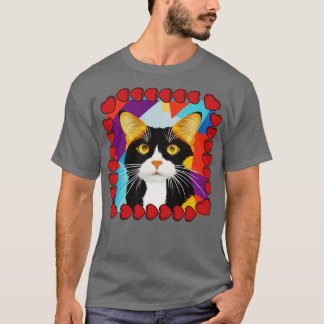 Cute Calico Cat Art with Heart Frame T-Shirt