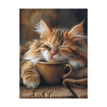 Cute Calico Cat Coffee Morning