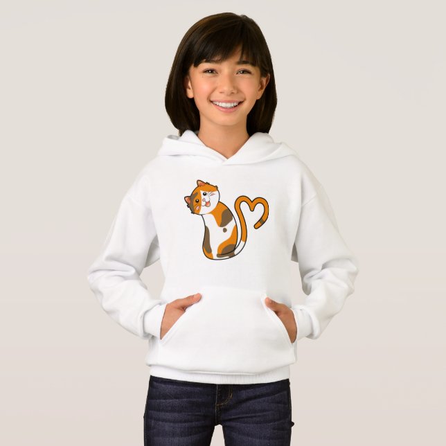 Cute Calico Cat Is Meowing Love Hoodie (Front Full)