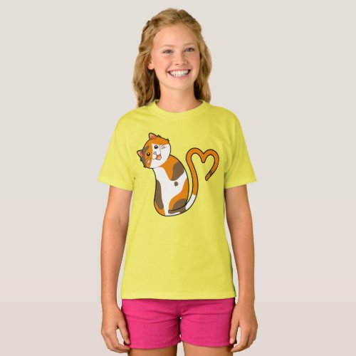 Cute Calico Cat Is Meowing Love T_Shirt