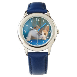 Cute Calico Cat Kitten Funny Eyes Photo dial-plate Watch