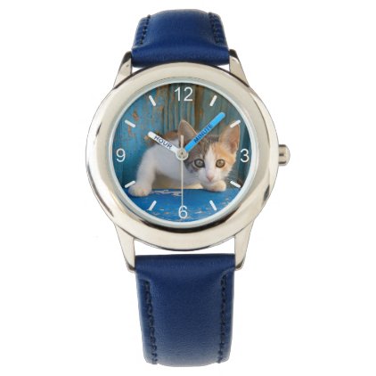 Cute Calico Cat Kitten Funny Eyes Photo dial-plate Wristwatch