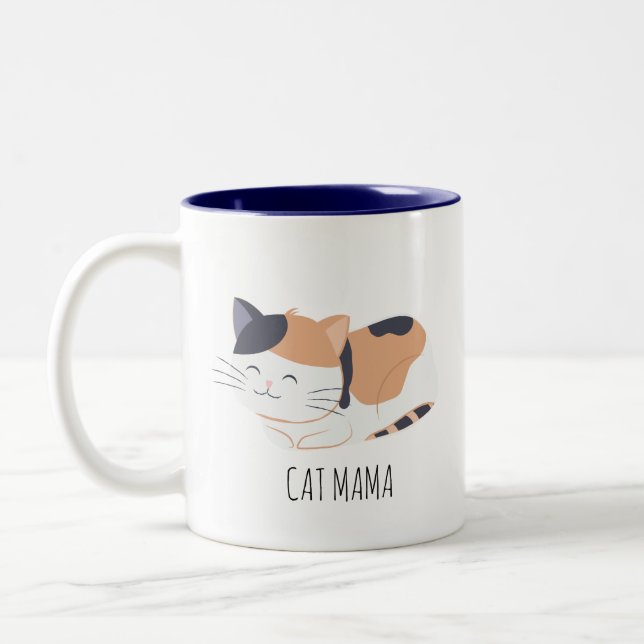 Cute Calico Cat Personalized Mug (Left)