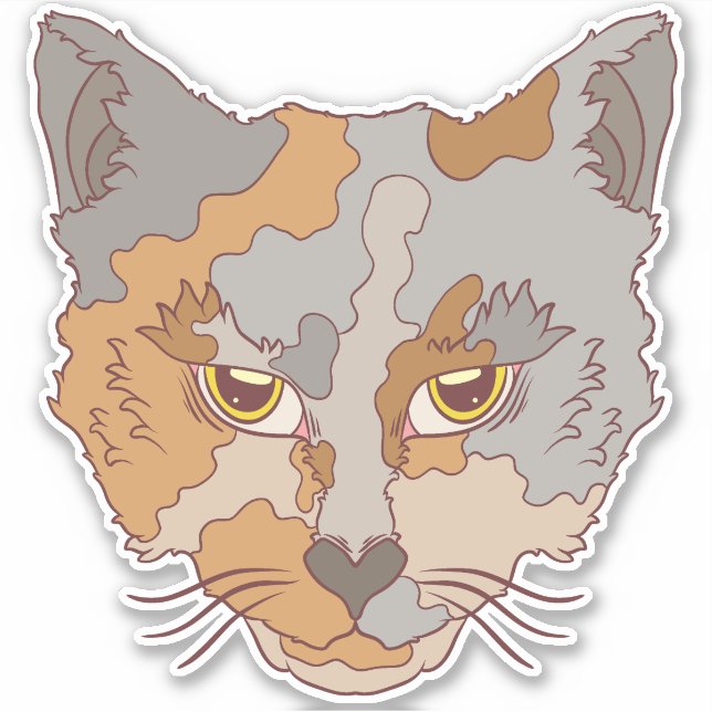 Cute Calico Cat Sticker (Front)