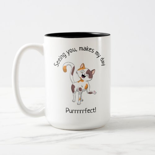 Cute Calico Cat Two_Tone Coffee Mug