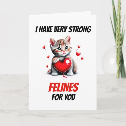 Cute calico kitten strong felines for you cat pun  holiday card