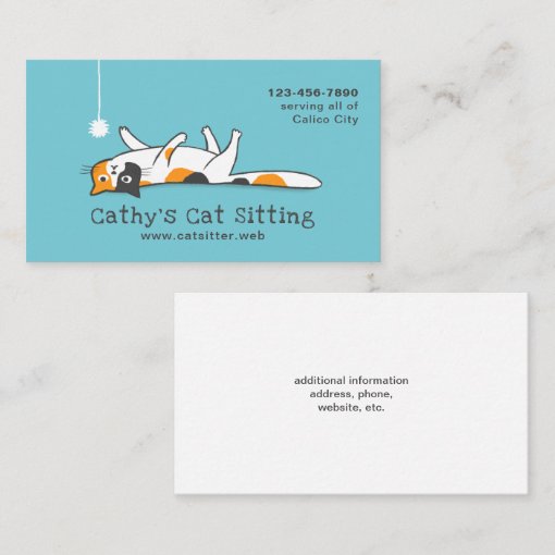 Cute Calico Kitty Cat Pet Sitting Animal Care Business Card Zazzle