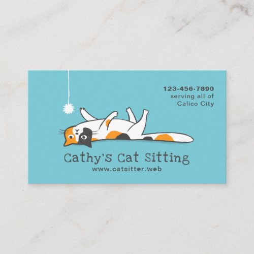 Cute Calico Kitty Cat  Pet Sitting  Animal Care Business Card