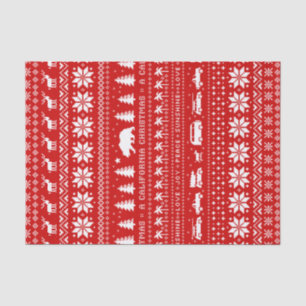 Cute California Christmas Holiday Red and White Tissue Paper
