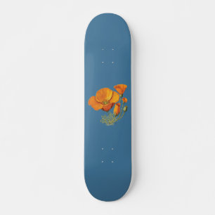 Cute California Poppy Flower Vintage Skateboard