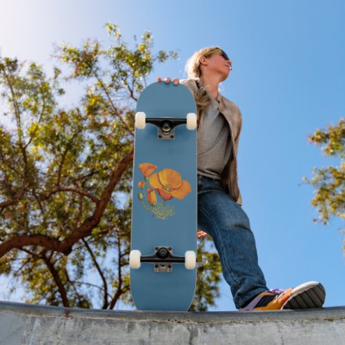 Cute California Poppy Flower Vintage Style  Skateboard