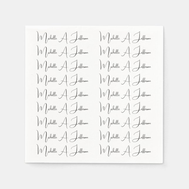 Cute Calligraphy Creative Trendy Custom Name Napkins (Front)