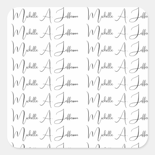 Cute Calligraphy Creative Trendy Custom Name Square Sticker (Front)