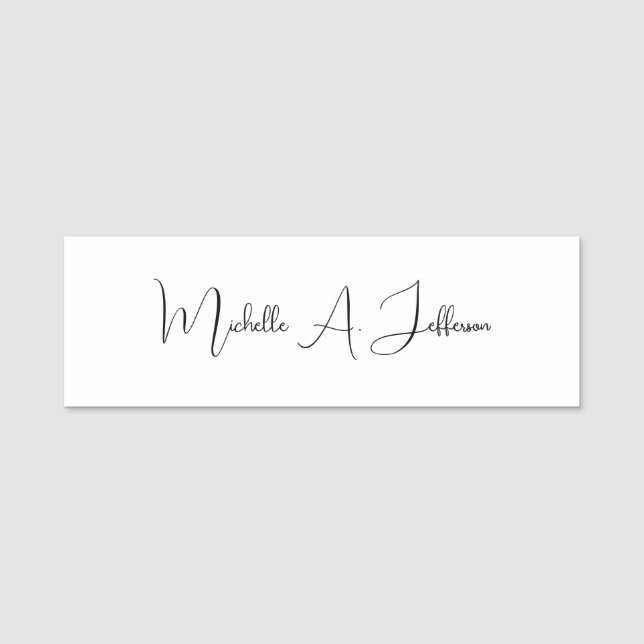 Cute Calligraphy Creative Trendy Custom Name Tag (Front)