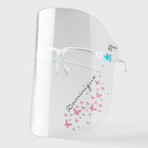 Cute Calligraphy Personalized Name Butterflies Face Shield