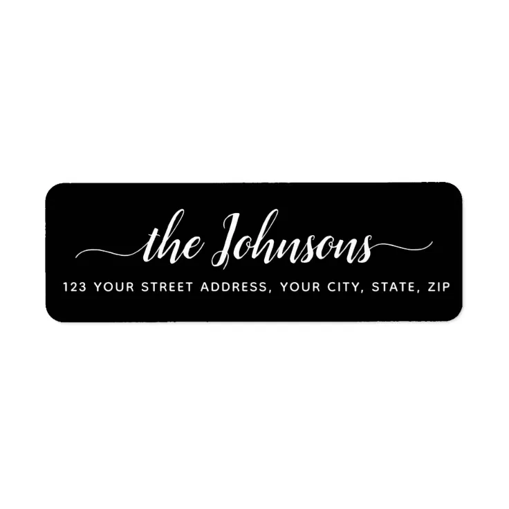 Cute calligraphy script black return address label | Zazzle