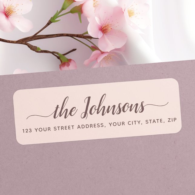 Cute calligraphy script blush pink return address label (Cute calligraphy script blush pink return address label)