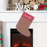 Cute Calligraphy Script Red Green Plaid Pattern Small Christmas Stocking