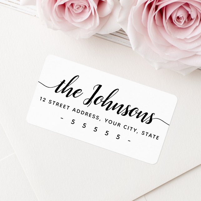 Cute calligraphy script surname return address label (Cute calligraphy script surname return address label)