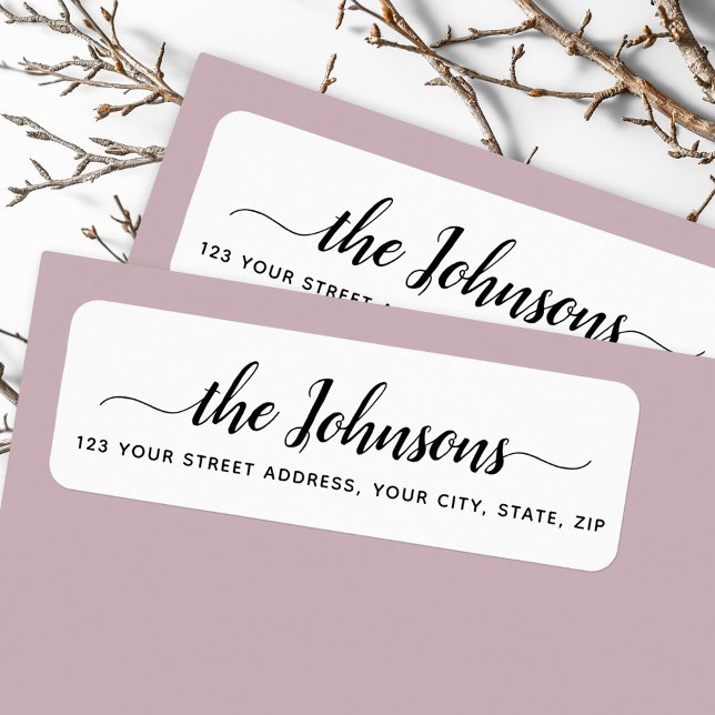 Cute calligraphy script white return address label (Cute calligraphy script white return address label)