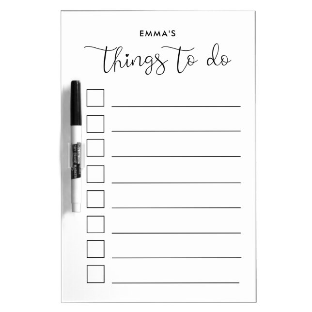 Cute calligraphy Things To Do list Dry Erase Board (Front)