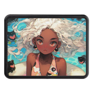 Cute Calm Summer Beach Swim Anime Girl Hitch Cover