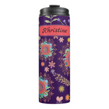 Cute Calssic Personalized Floral Thermal Tumbler