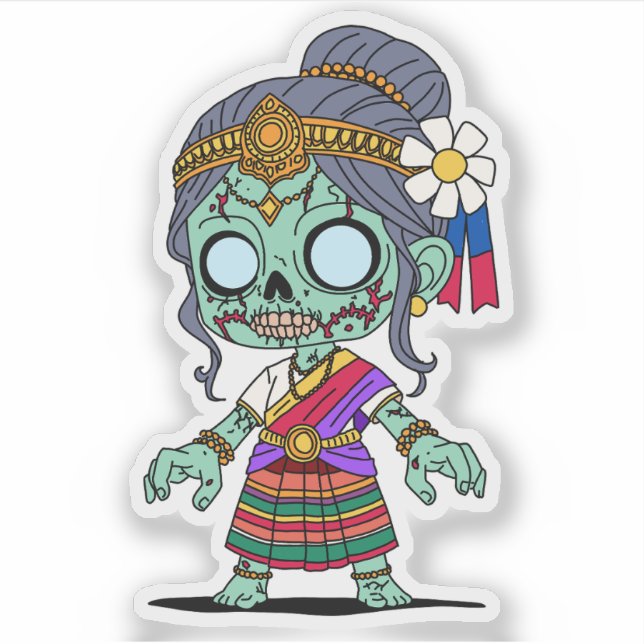 Cute Cambodian Zombie Sticker (Front)