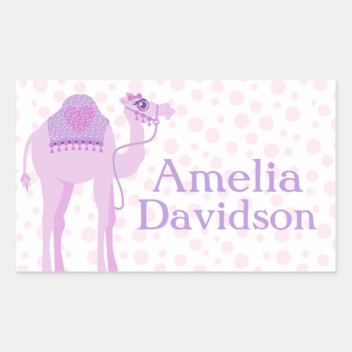 Cute camel book plate name purple id label sticker