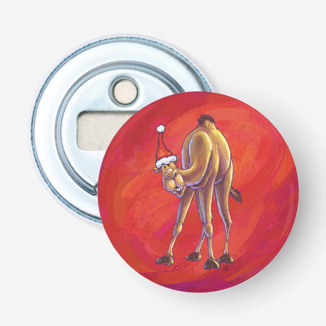 Cute Camel Christmas On Red Bottle Opener (Front)