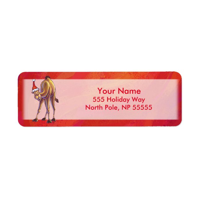 Cute Camel Christmas On Red Label (Front)