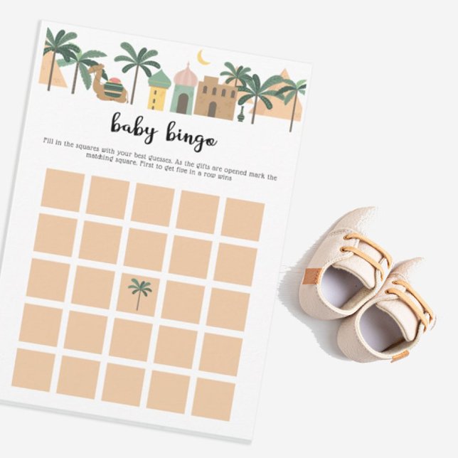 Cute Camel Desert Them Baby Shower Bingo Game Card (Creator Uploaded)