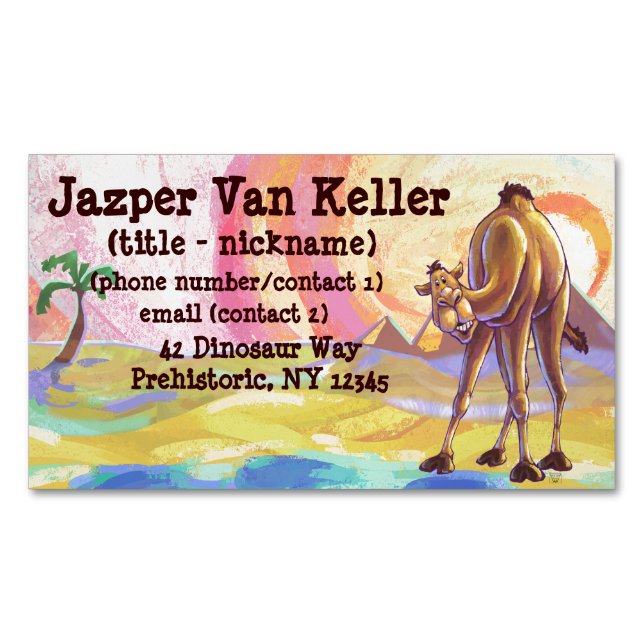 Cute Camel Office Accessories Business Card Magnet (Front)
