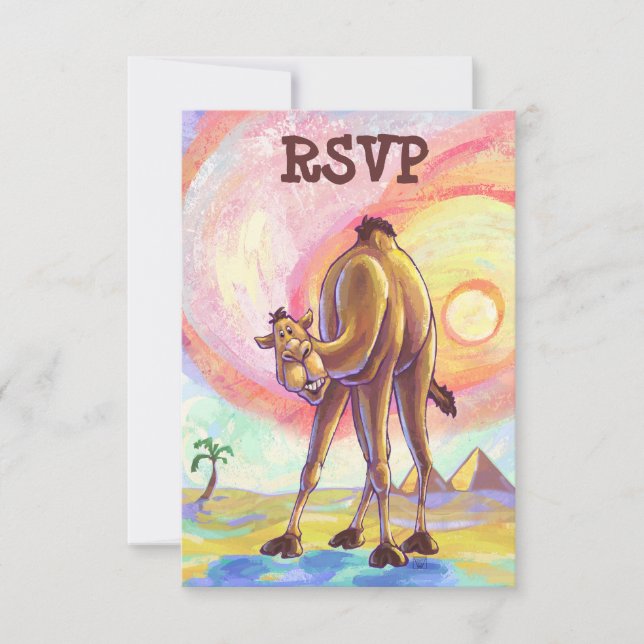 Cute Camel Party Center RSVP Cards (Front)